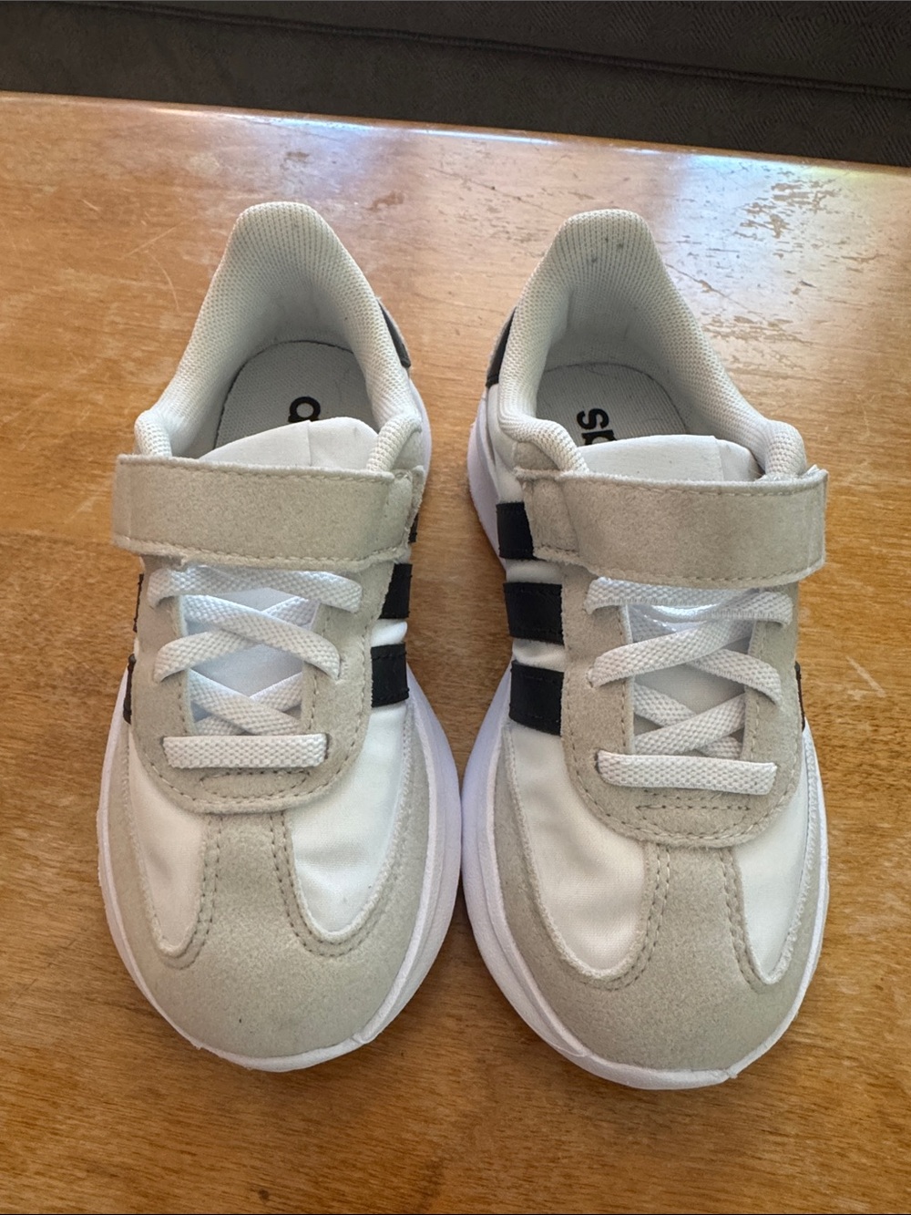 adidas Kids White and Black Velcro Athletic Sneakers